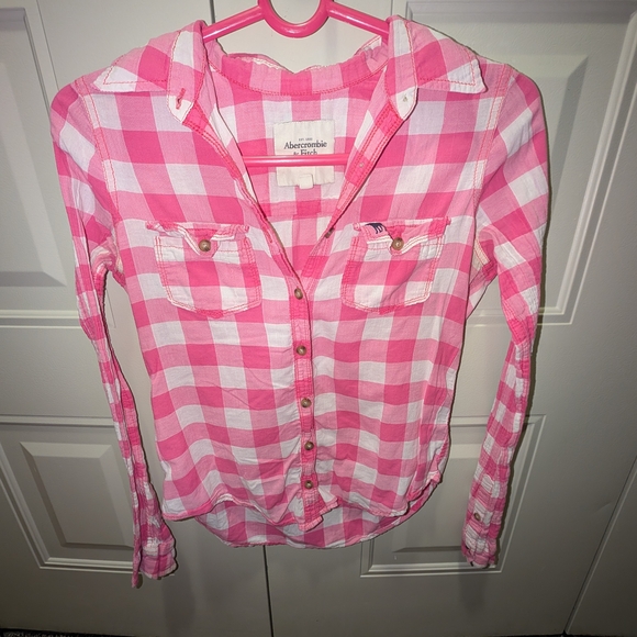 Abercrombie & Fitch Kids Pink and White Plaid Shirt - Picture 2 of 5